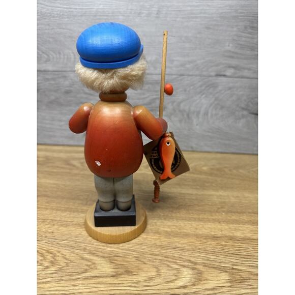 Vtg Holzkunst Christian Ulbricht Fisherman 8.25” Wood German Nutcracker - Picture 4 of 12